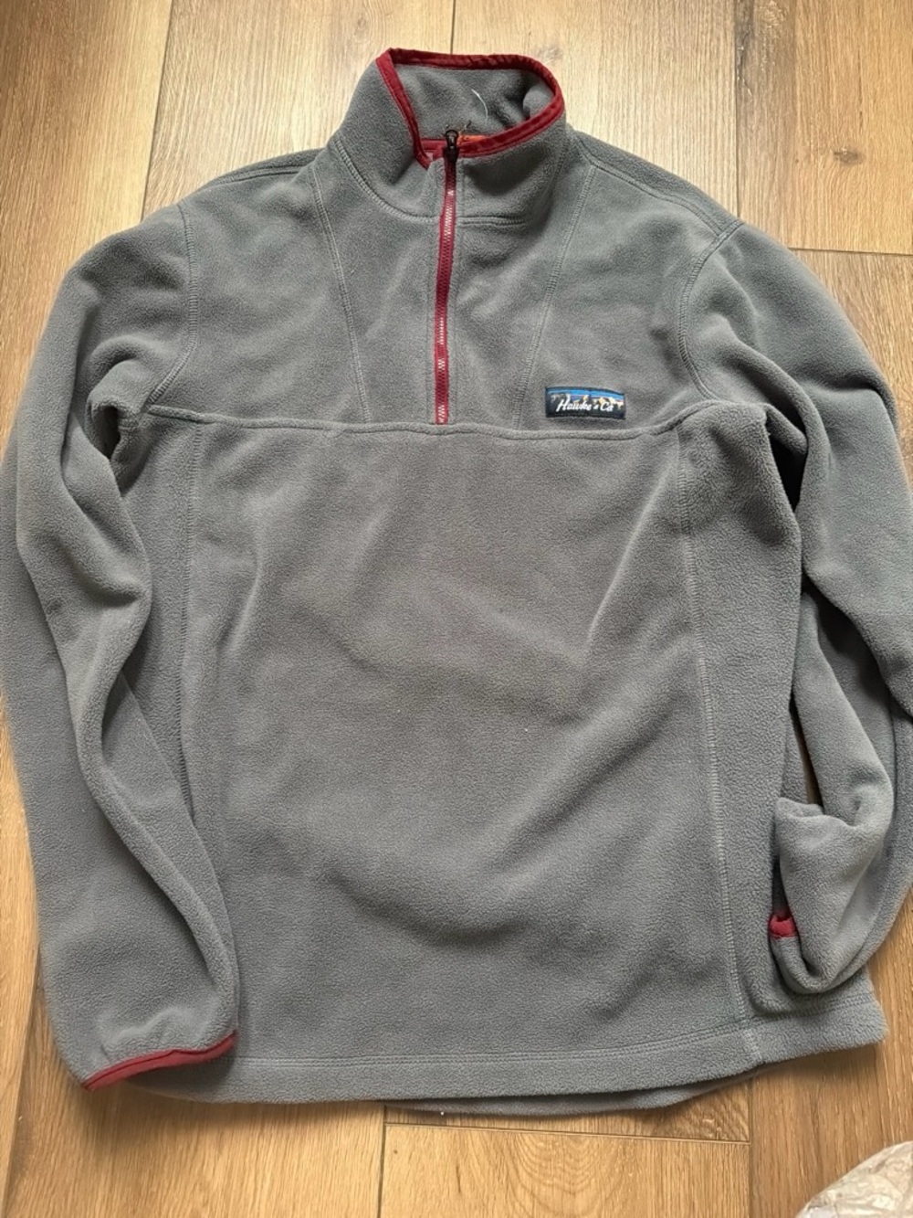 Hawke & Co Gray Fleece Half-Zip Pullover with Red Trim